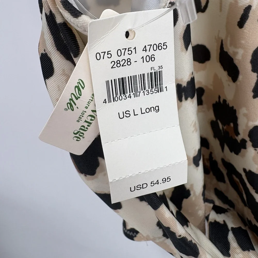 NEW Aerie Womans One Piece Swim Suit Leapord Print Deep V Plunge Size Large Long